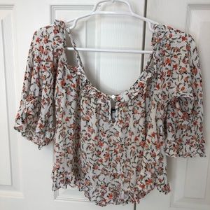 FOREVER 21 Off Shoulder Floral Bell Sleeve Top | S